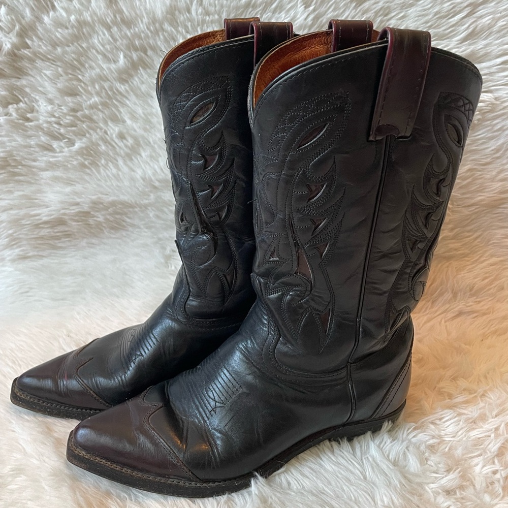 Double H Women's Black Leather Western Heeled Boots
